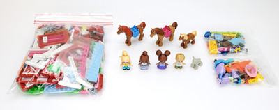 Barbie MEGA Blox - Parts & Pieces Lot - Figures + Horses - Stable Building Set
