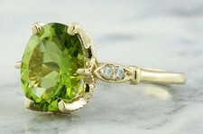 2.00 Ct Oval Cut Natural Peridot & Diamond We...