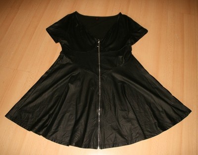 Lederimitat Kleid Kunstleder Minikleid schwarz XXL ROMWE
