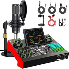 Podcast Microphone Bundle with Live Sound Board Audio Mixer, Podcast Equipmen...