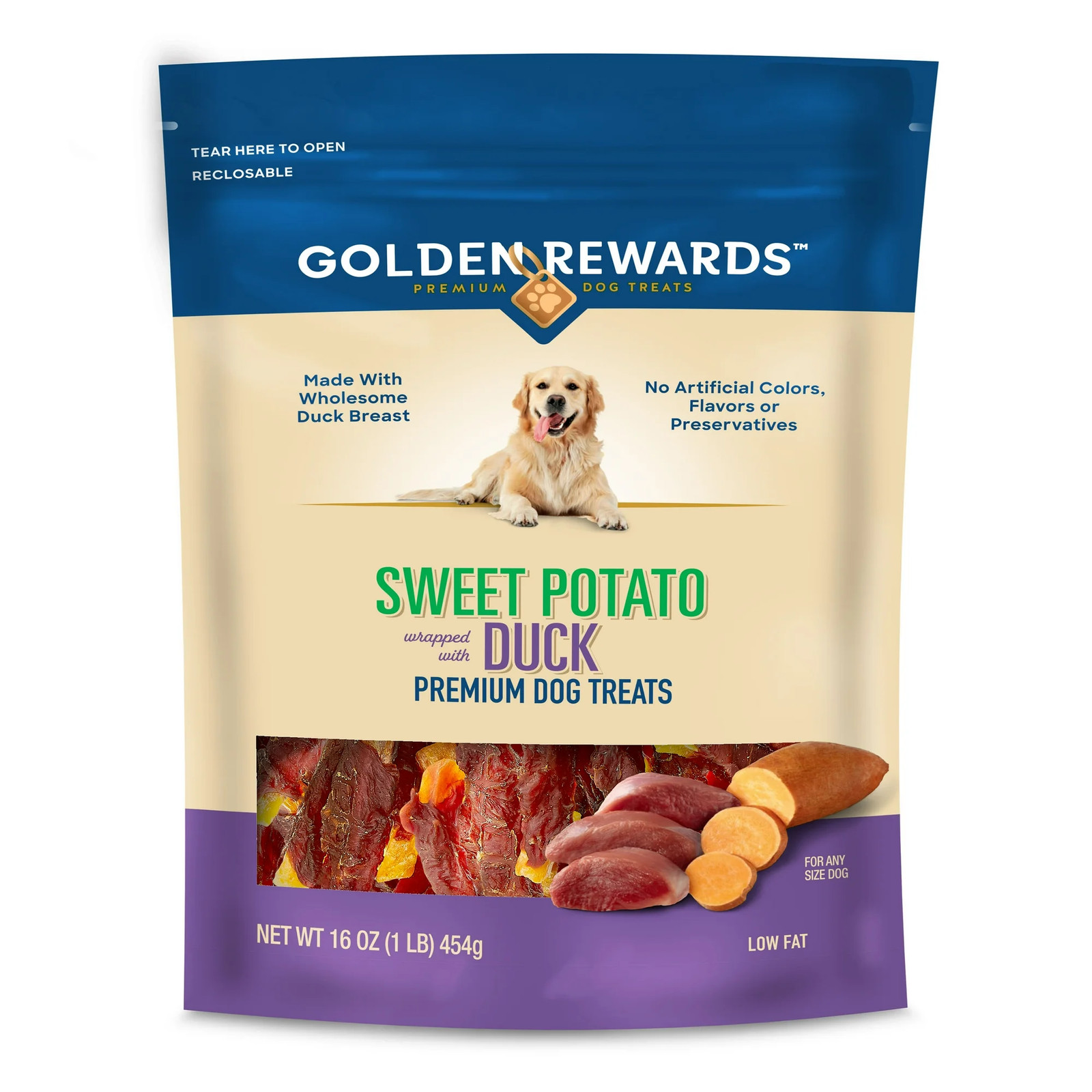 Golden Rewards Sweet Potato Duck Dog Treats