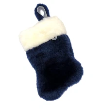 Mini Christmas Stocking Ornament For Small Items/Gifts Plush Navy & White 6" NEW
