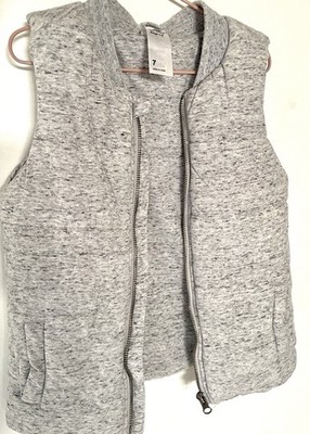 Anko Quilted Vest Ribbed Collar Zip Up Speckled Light Grey Boy s Size 7