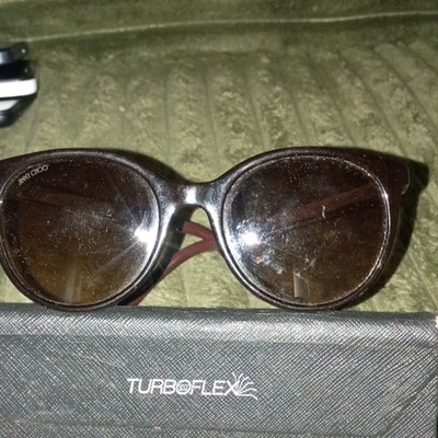 Jimmy Choo Women s Oversized Oval Sunglasses Brown Plastic Frame Tinted Lenses