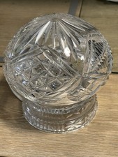 Vintage Heavy Cut Glass Table Lamp 7” High x 7” Diameter At Widest 5” Diam Base