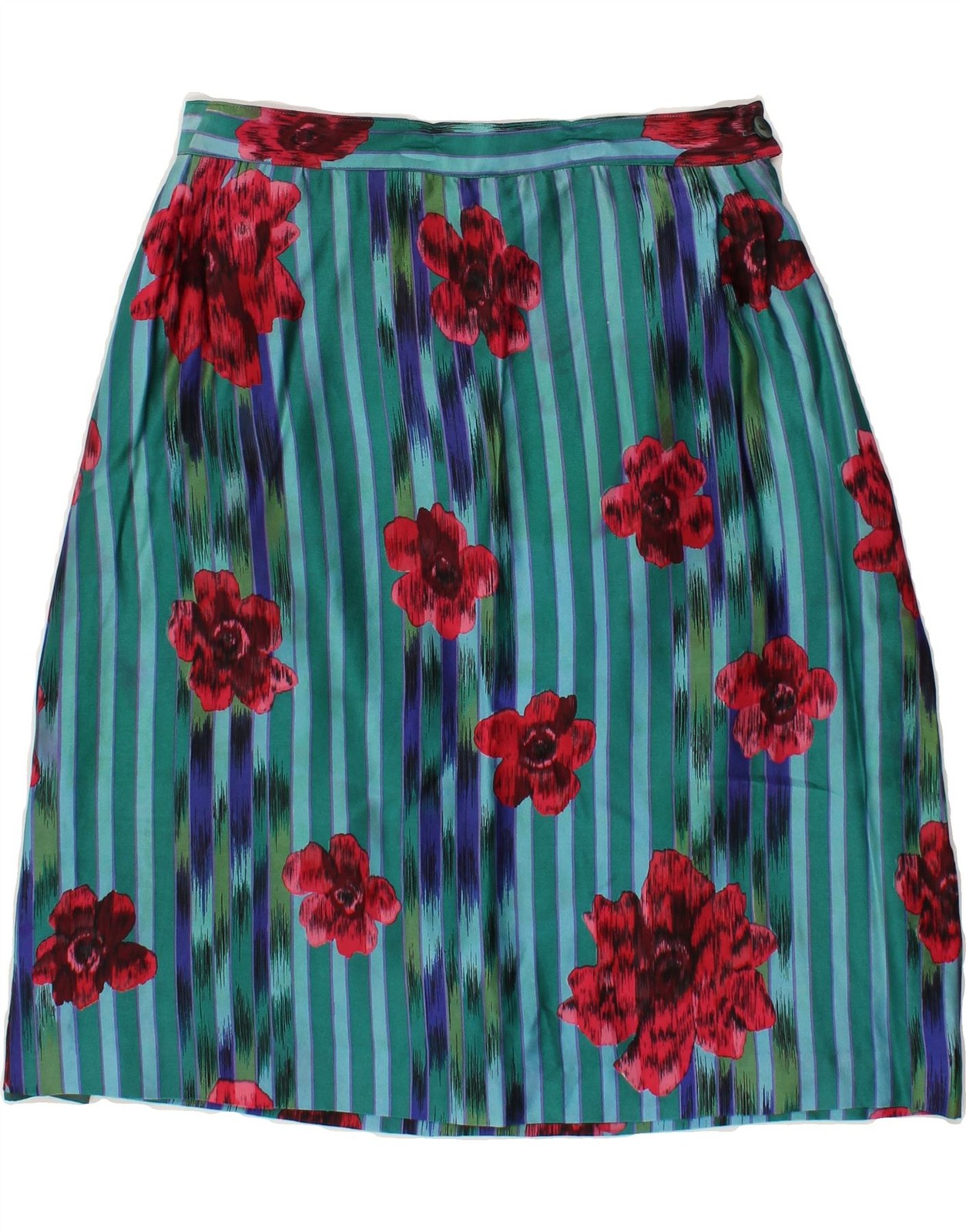 VINTAGE Womens A-Line Skirt W28 Medium Blue Floral BB02