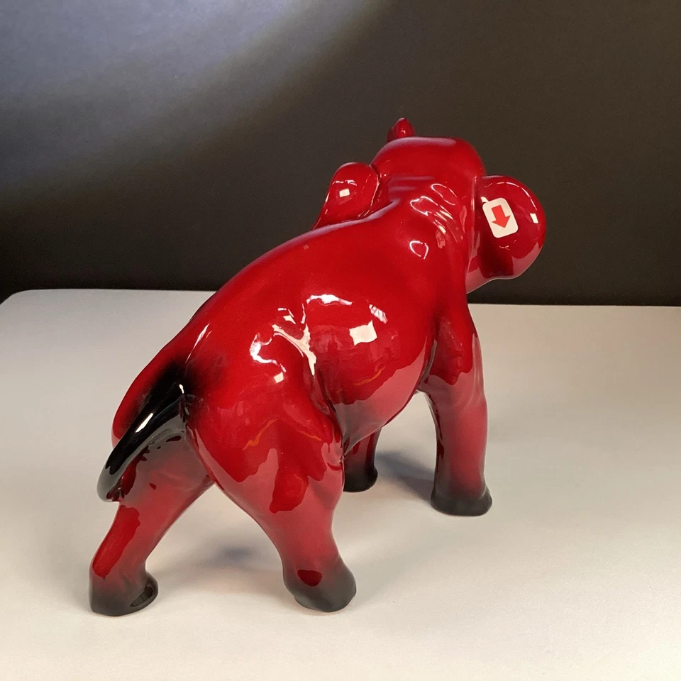 Royal Doulton FLAMBE Glaze ELEPHANT Red Black UK Figurine Porcelain READ - Image 3 of 4