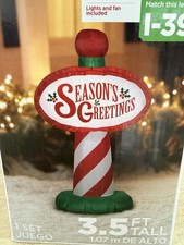 Airblown 3.5ft Inflatable Christmas Seasons Greetings Sign Yard Decor