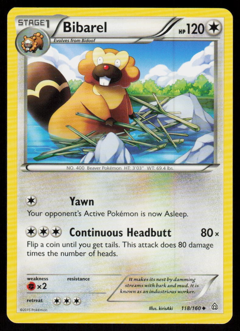 Bibarel 118/160 Uncommon Primal Clash Pokemon Near Mint