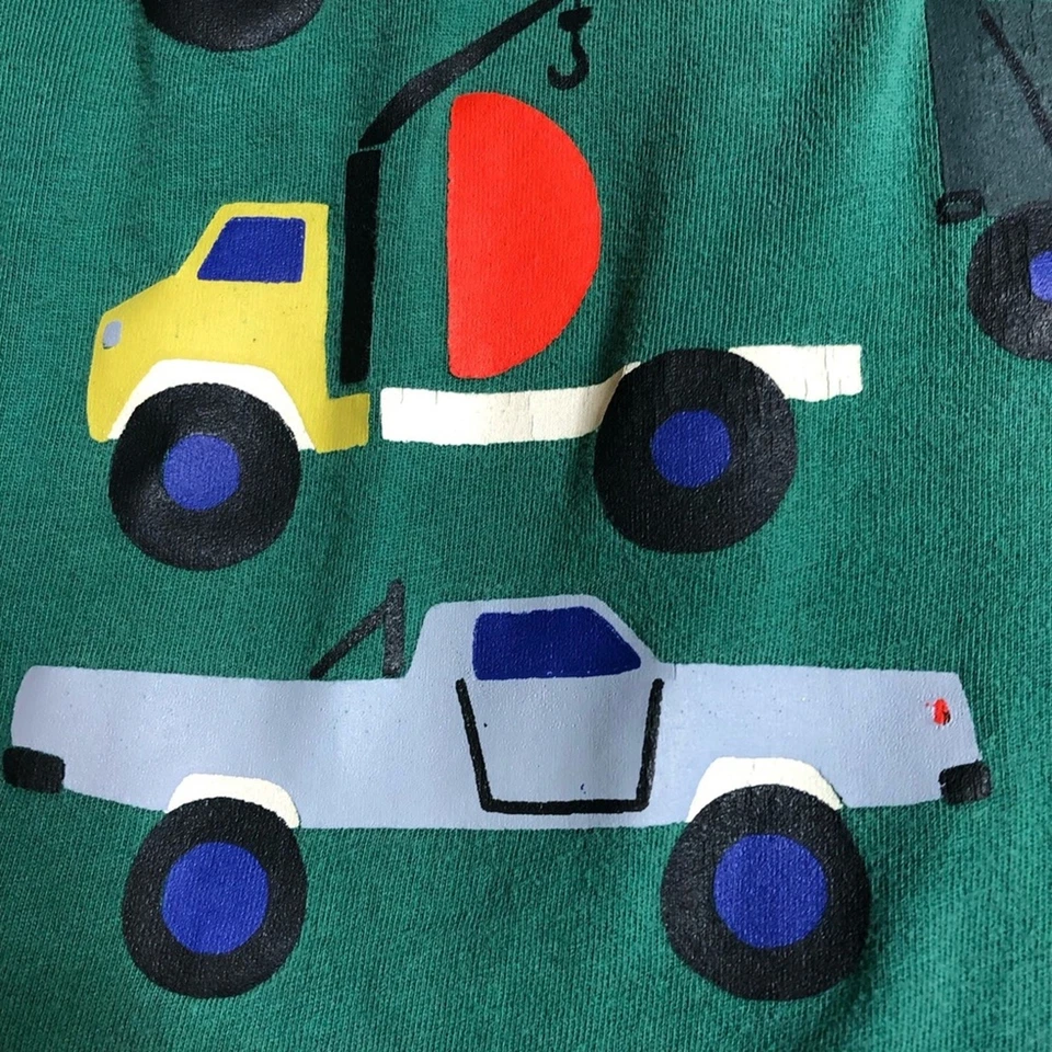 Camiseta Hanna Andersson Niños Vehículo Verde Manga Larga Talla 130 o US 8 Foto 3 de 4