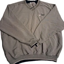 Akwa Mens 2XL Tan V Neck Golf Windshirt Pullover Made In USA Cascade Athletic
