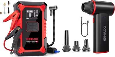 GOOLOO 3000A Starthilfe Powerbank mit Kompressor 150PSI + Air Duster 150000RPM