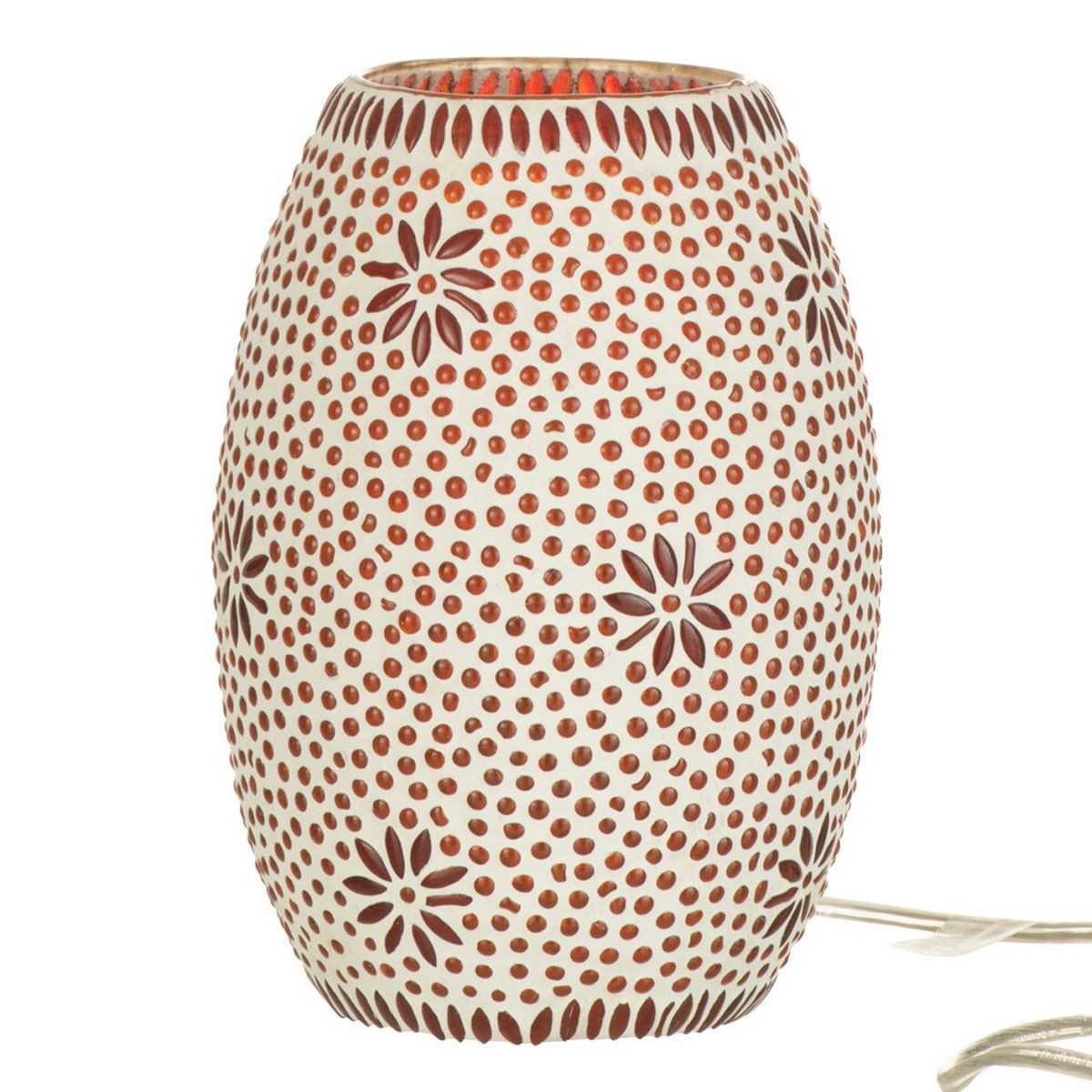 Lampe à poser en verre Bram rouge de 20cm pour chevet et bureau
