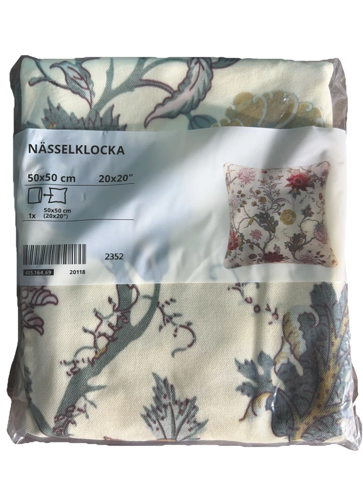 宜家 NASSELKLOCKA 枕垫 20 英寸 x 20 英寸天鹅绒棉花卉 405.164.69 — 第 2/4 张图片