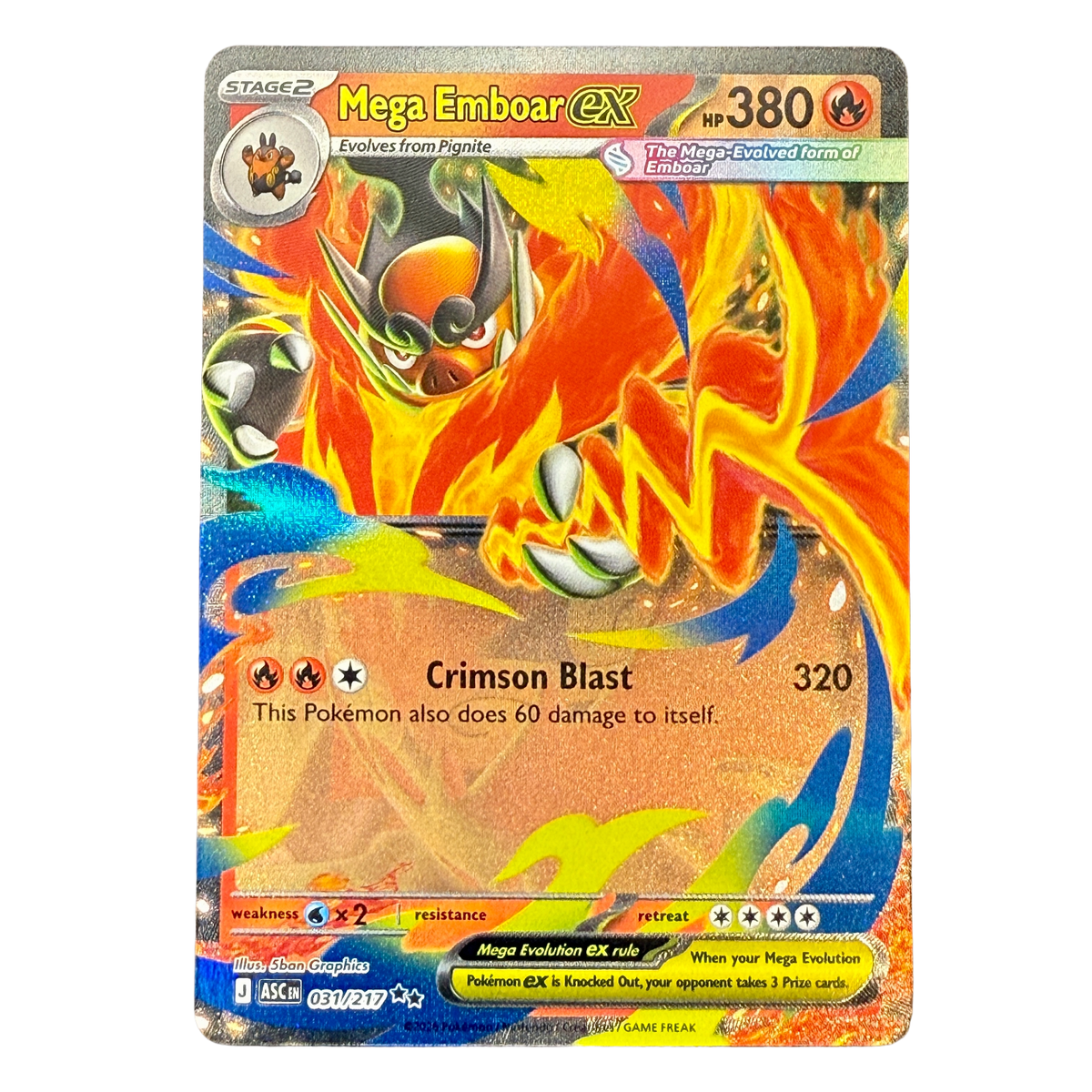Mega Emboar ex 031/217 Ascended Heroes Double Rare Holo Card