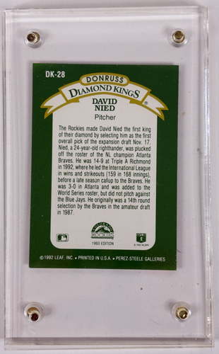 1993 David Nied Rockies Treat Certified Autographed Card Donruss Diamond Kings - Picture 2 of 2