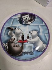 Vintage Coca Cola Melamine Plate Polar Bears Seal Server 10.5" Coke 1998