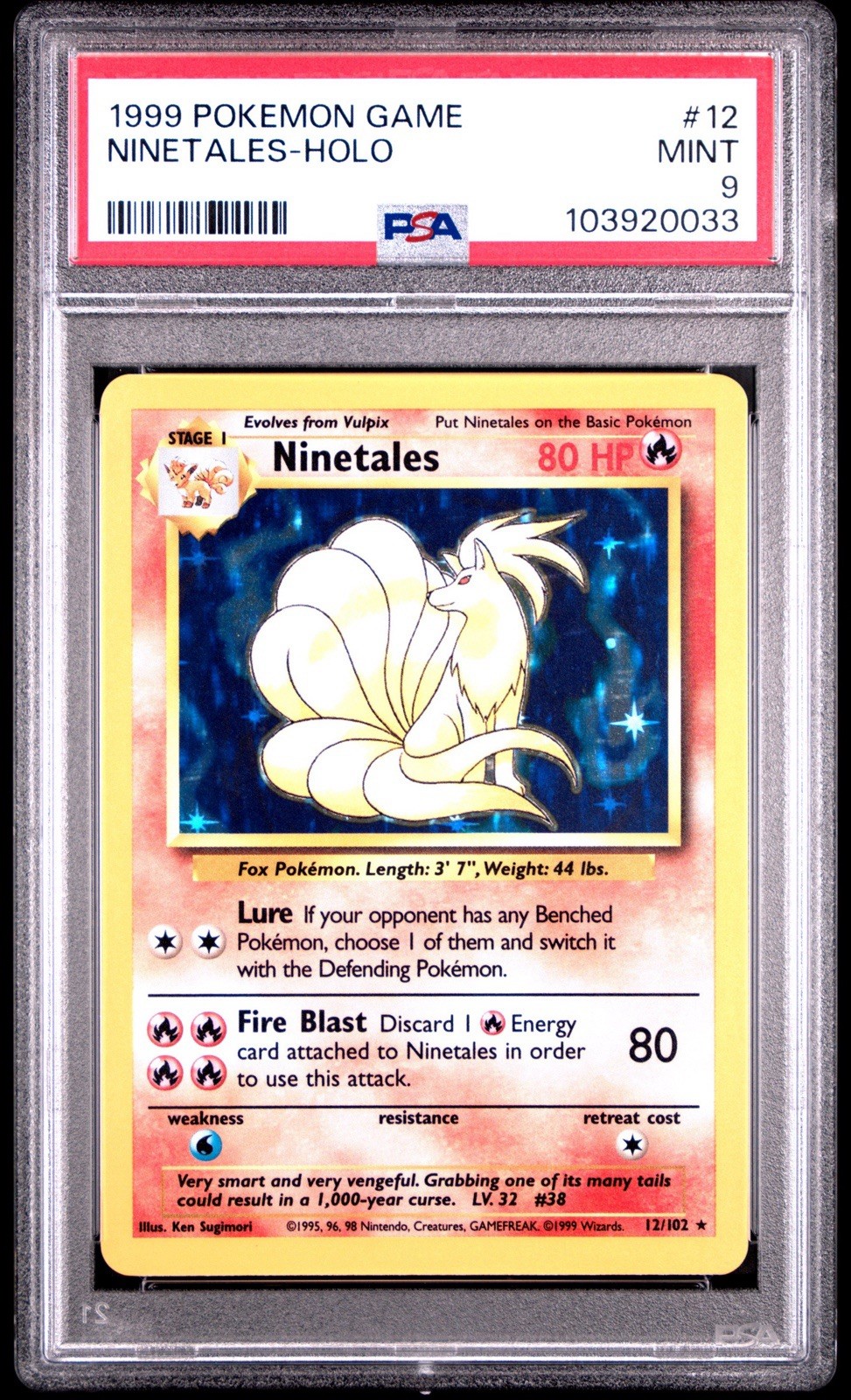 Ninetales-Holo #12 1999 Pokemon Game PSA 9