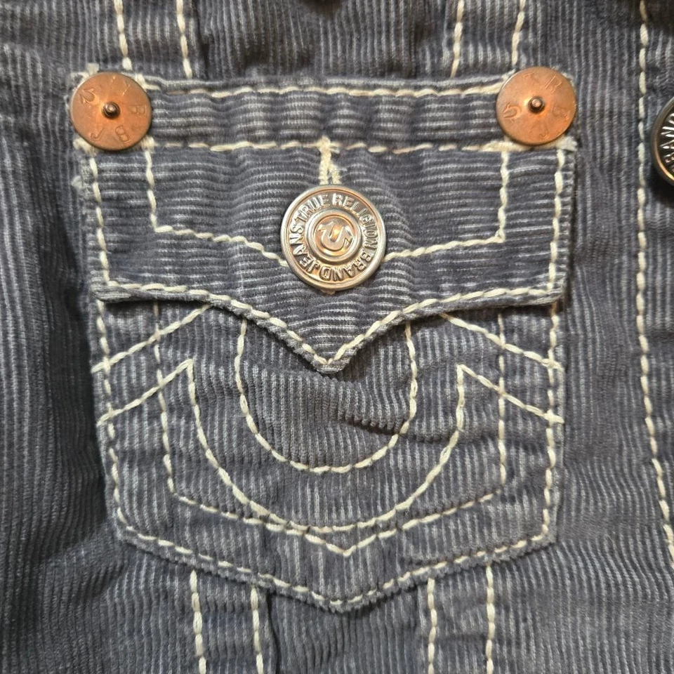 True Religion Jimmy Big T Gray Corduroy Youth Unisex Jacket Size LARGE - Image 4 of 4