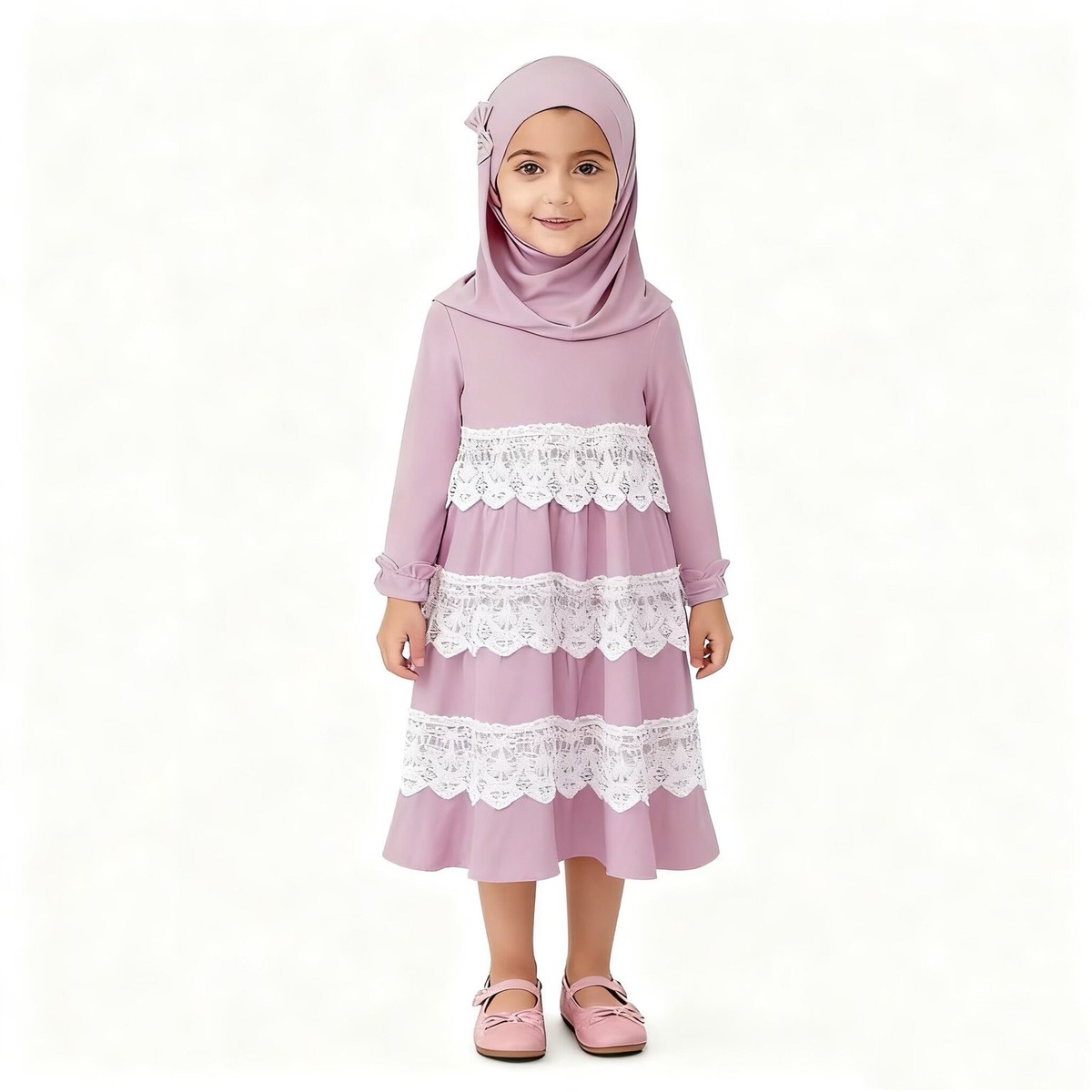 baby Lai サンサカエプチ コート3a amaia 2pcs Muslim Kids Girls Abaya Hijab Amira Scarf Prayer Kaftan