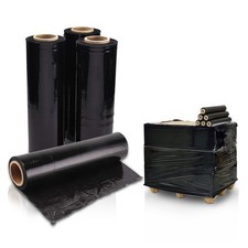 Black Blown Hand Stretch Film 80 Gauge Pallet Wrap 4 Rolls 15 in x 1500 ft