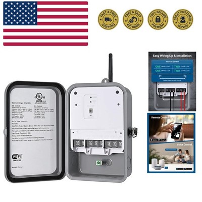 Pool Pump Timer, Outdoor Wi-Fi Box, Heavy Duty 40A 120-277 VAC 2HP Wireless C...