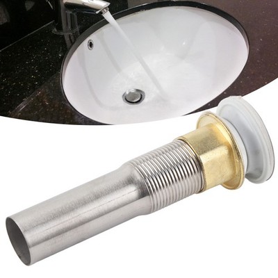Electroplating Sink Drain Without Overflow Anti Clog Bathroom Faucet Wash Basin