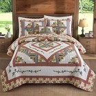 Genuine Patchwork Quilt Sets Reversible Vintage Plaid Floral Bedspread Soft C.