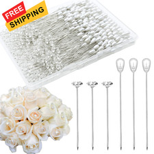 300Pcs Corsage Bouquet Pins Including 150Pcs 1.5 Inch Diamond and Silver