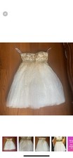 Sherri hill white prom dress w gold beaded and rhinestone detail - Size 0