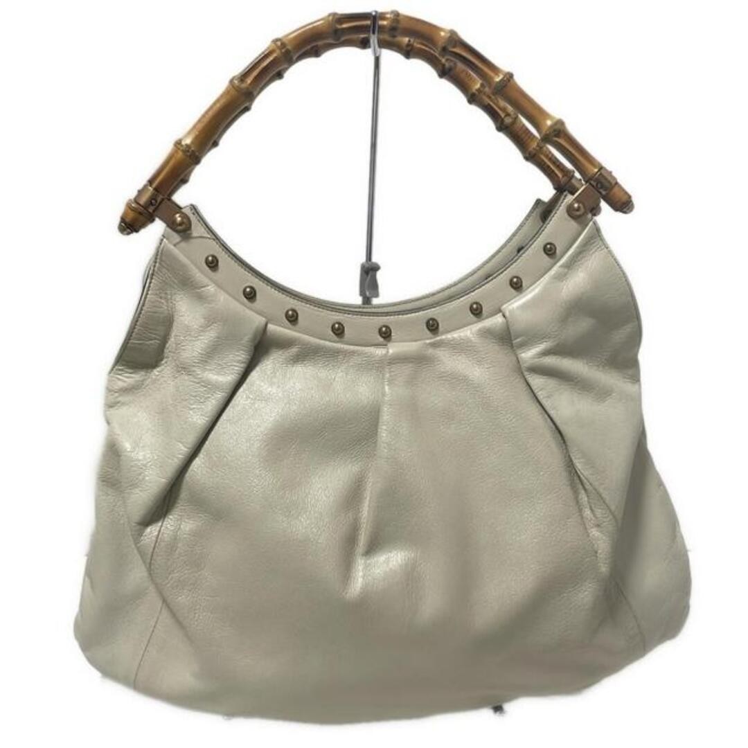 Gucci Bamboo Tote Bag Ivory Leather Studded Used 24x25-41cm thumbnail 3