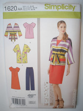 Simplicity 1620 Dress or Tunic, Pants, Jacket & Belt Misses' 10-18 Pattern Uncut