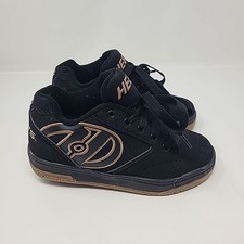 Heelys Streak Youth Size 1 Black Gold Wheeled Shoes Style 770255