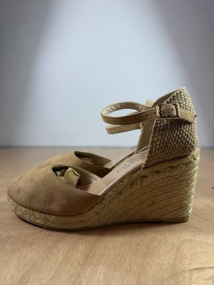 Gaimo Obi Suede Wedge Espadrilles Camel Tan Shoes Made in Spain Womens Size 38