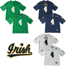 NWT Men's Jeremiyah 4 Love Notre CFP 2025 Stitched Jersey Green/White/Navy