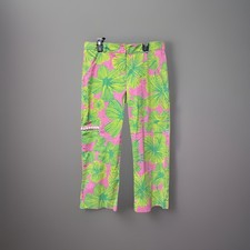 Vintage Lilly Pulitzer Women's Capri Pants Pink Green Floral Tropical Size 6