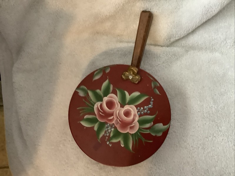 Hand Painted Roses On Cover Vintage Omelette Pan