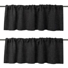 2 Pack Blackout Window Valance Burlap Tan Rod Pocket Farmhouse Style Window T...
