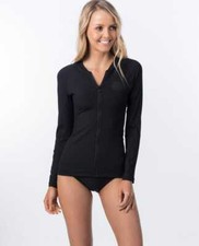 NEW RIP CURL WOMEN'S Premium Rib Zip Thru Long Sleeve UV Tee Rash Vest SIZE 08