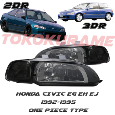 Fit 92-95 Honda Civic EG EH EJ JDM Black Headlights+Corner Signal