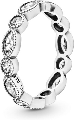 Pandora Damen-Ring Kreise und Ellipsen 925 Silber Zirkonia weiß 190490cz-50