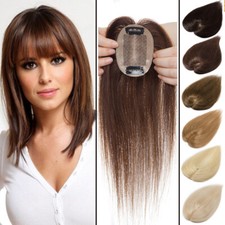 Clip in Hairpiece 100 Real Remy Human Hair Topper Toupee Silk MONO Women Top Wig