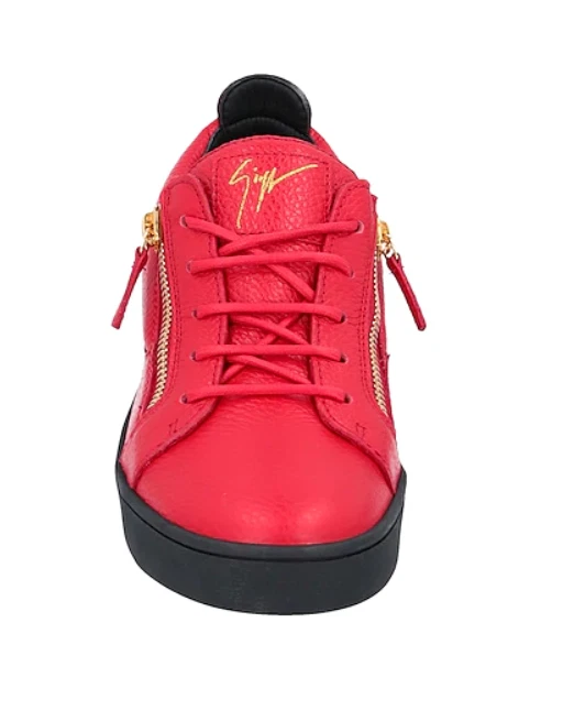 GIUSEPPE ZANOTTI MEN S GIUSY RICAMO RED LEATHER DOUBLE ZIP SHOES