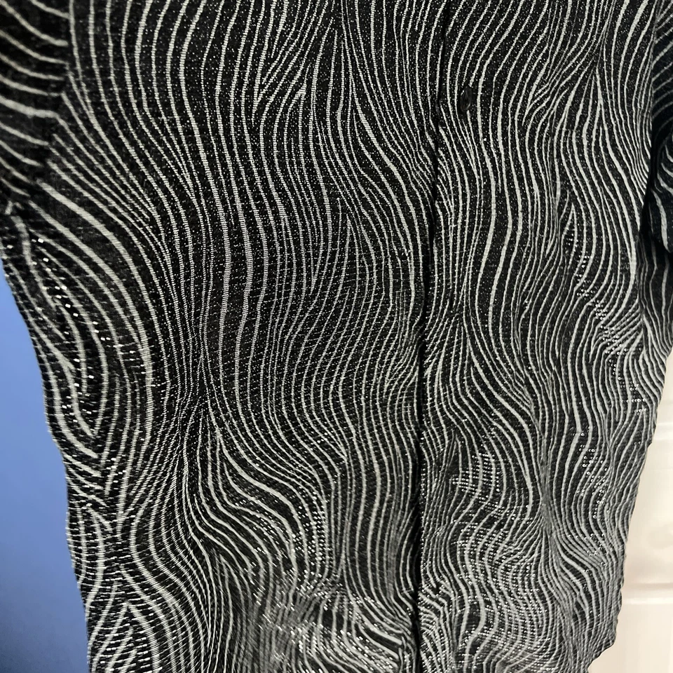 Vintage Smash Geometric Button Up Shirt Mens XL Black Metallic Retro 80s Rock - Image 3 of 4