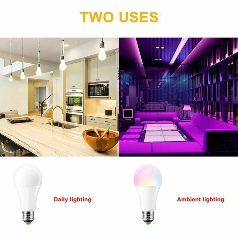 8Pcs 16 Color Changing Light Bulbs with Remote Dimmable LED Light Bulb E27 Base - Image 2 of 4