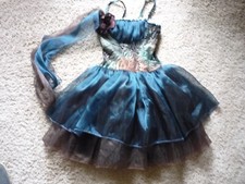 DANCE BALLET DRESS Leotard -sz CHILD M-MIDNIGHT BLUE-4 LAYER SKIRT--ABSTRACT
