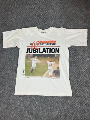 Vintage Mark Mcgwire 62 Jubilation St.Louis T Shirt Adult Medium White Graphic