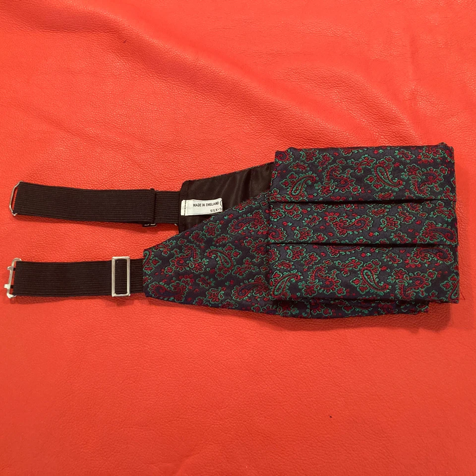 AKCO Hecho en Inglaterra 100% Importado Seda Brocado Paisley Cummerbund Foto 3 de 4