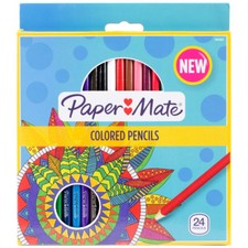24 Paper Mate Colored Pencils Assorted Colors, Pre Sharpened Wood Pencils NEW
