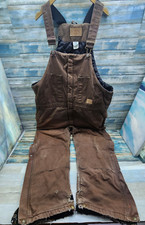 Vtg CE Schmidt Workwear Insulated Brown Bib Overalls 2XLR -Distressed